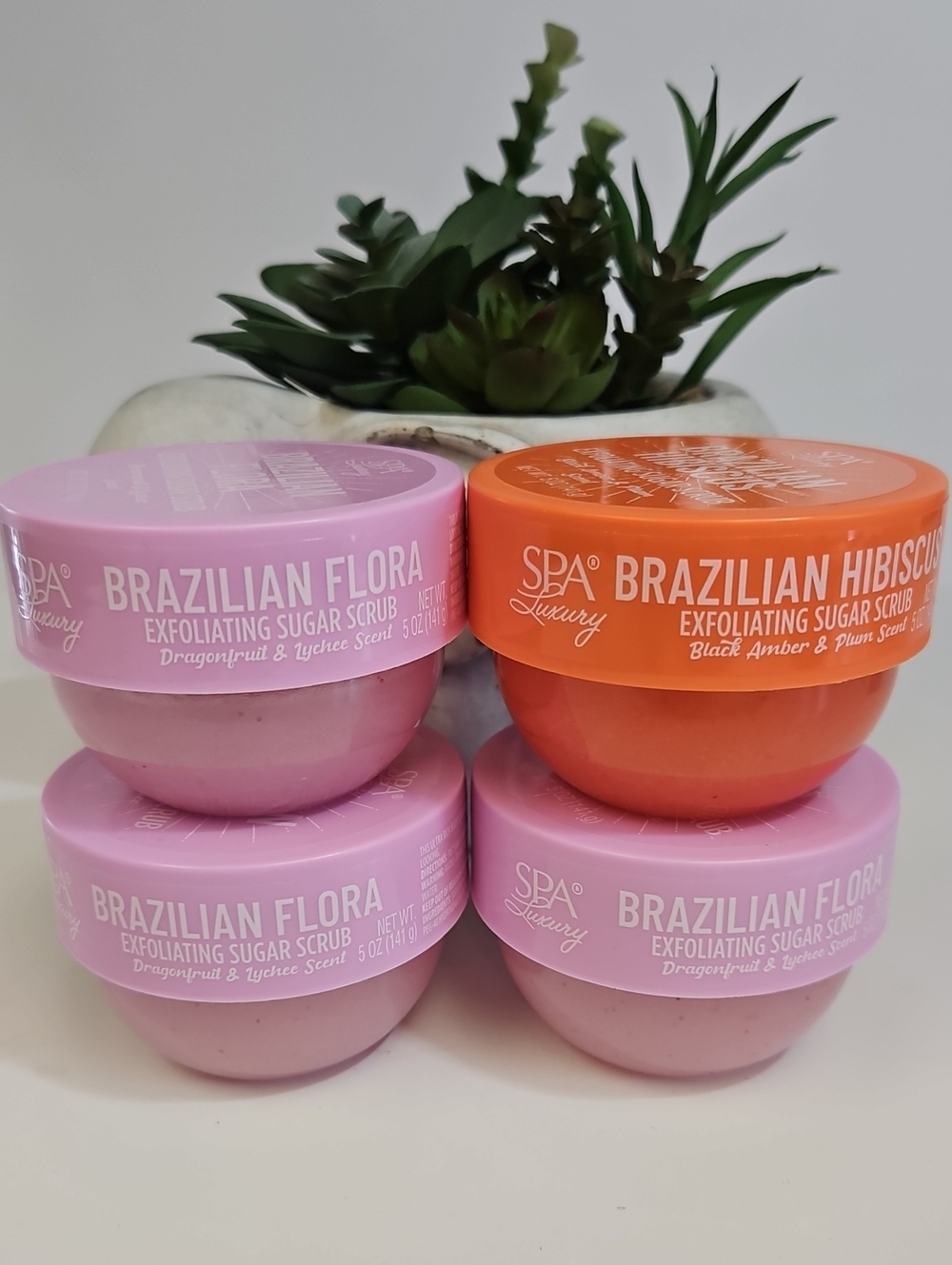 SPA LUXURY BRAZILIAN SUGAR BODY SCRUB COLLECTION FLORA & HIBISCUS 4-PIECES